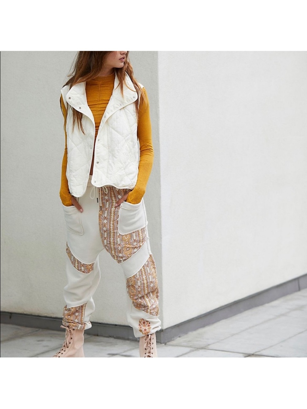 Free People Remix Harem Pants Patchwork Boho Joggers Sweatpants FP Movement